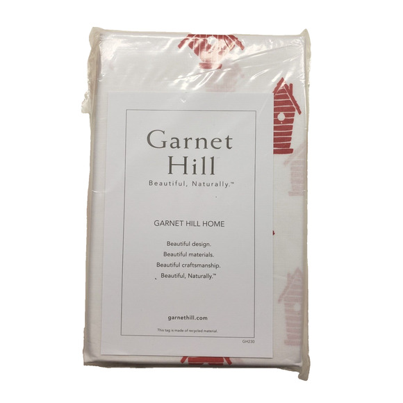 Garnet Hill King Pillowcases Set Garden Birdhouse Summer Bedding Orange White - Picture 3 of 5